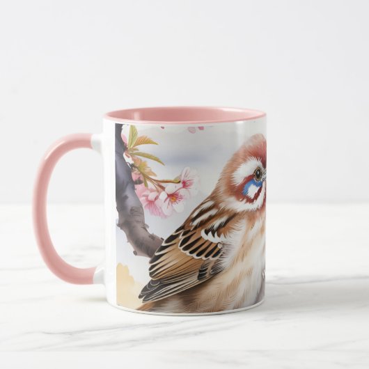 ファンタジー中国のかわいい鳥の花 マグカップ (左)