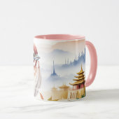 ファンタジー中国のかわいい鳥の花 マグカップ (正面右)