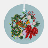 ファンタジー中国のドラゴン クリスマスリース ファンタジー ガラスオーナメント (裏面)