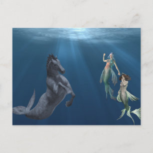 ファンタジー人馬海馬神話的な海の生物 ポストカード