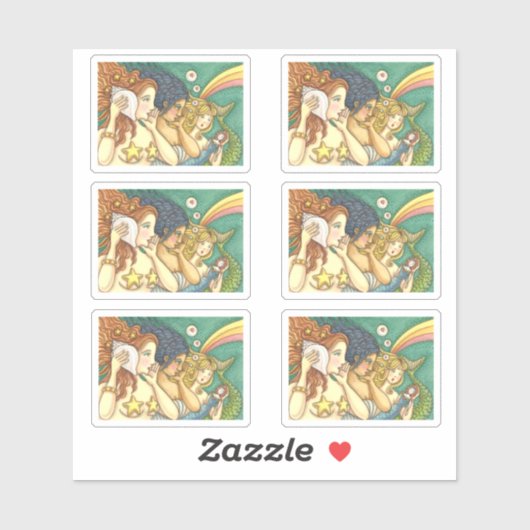 ファンタジー人魚の姉妹が秘密の知恵を共有 シール (シート)