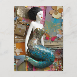 ファンタジー人魚コラージュ ポストカード