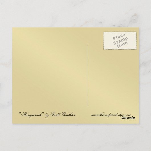 ファンタジー仮装マスク赤ファインアート葉書 ポストカード (裏面)