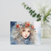 ファンタジー冬の妖精のクリスマス シーズンポストカード (スタンド正面)
