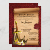 ファンタジー剣クラウン中世タイムズバー(ユダヤ教の)バル・ミツバー 招待状 (正面/裏面)