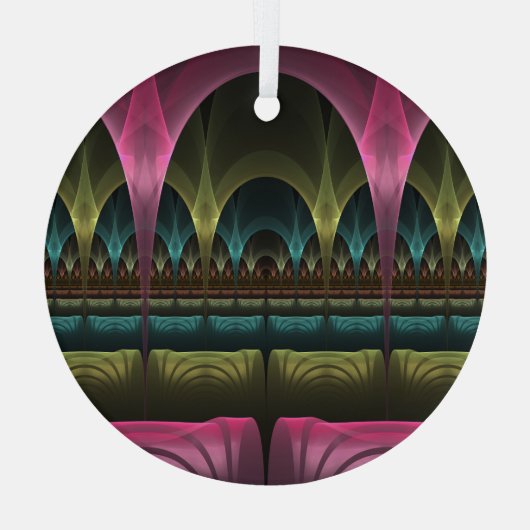 ファンタジー劇場、抽象芸術カラフルフラクタル ガラスオーナメント (裏面)