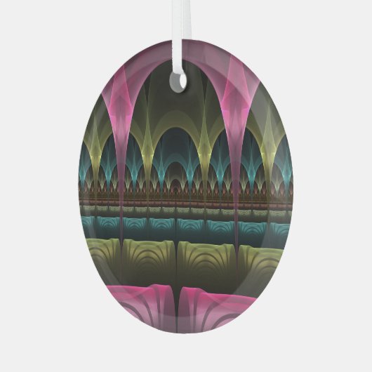 ファンタジー劇場、抽象芸術カラフルフラクタル ガラスオーナメント (正面左)