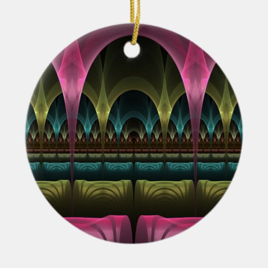 ファンタジー劇場、抽象芸術カラフルフラクタル セラミックオーナメント (正面)