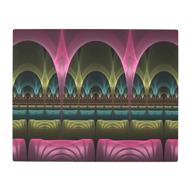 ファンタジー劇場、抽象芸術カラフルフラクタル メタルプリント (正面)