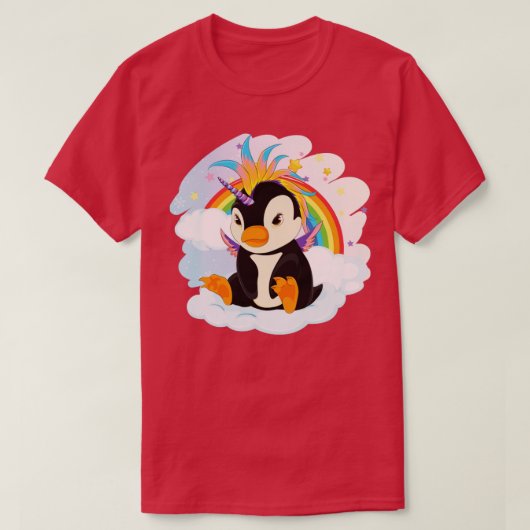 ファンタジー動物ユニコーン虹の動物園かわいいP Tシャツ (デザイン正面)