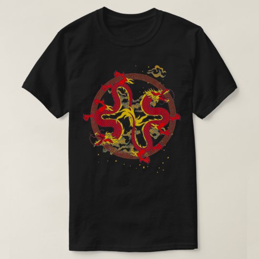 ファンタジー動物神秘的な生き物中国の火災ドラッグ Tシャツ (デザイン正面)