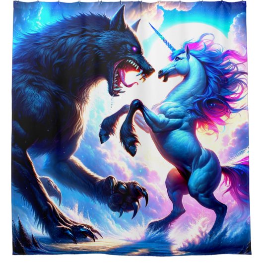 ファンタジー動物 シャワーカーテン (正面)