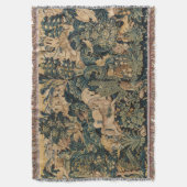 ファンタジー動物、馬、ウッドランドブルーグリーンフローラ スローブランケット (正面縦)