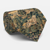 ファンタジー動物、馬、ウッドランドブルーグリーンフローラ ネクタイ (ロール)
