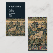 ファンタジー動物、馬、ウッドランドブルーグリーンフローラ 名刺 (正面/裏面)