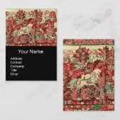 ファンタジー動物、馬、ウッドランドレッドグリーンフローラ 名刺 (正面/裏面)