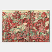 ファンタジー動物、馬、ウッドランドレッドブルーフローラ ラッピングペーパーシート (正面2)