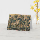 ファンタジー動物、馬、森の青緑の花 カード (黄色い花)