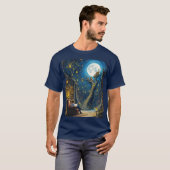 ファンタジー可愛い少年ツリー図書館 Tシャツ (正面フル)