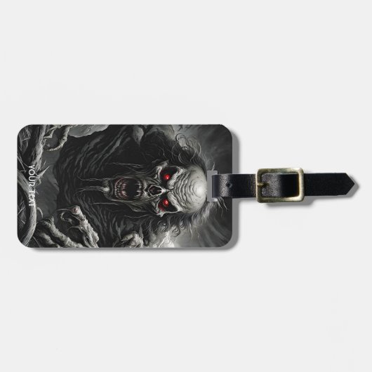 ファンタジー可愛い生き生きとした怖い恐怖の生き物 ラゲッジタグ (正面横)