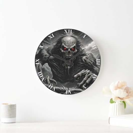 ファンタジー可愛い生き生きとした怖い恐怖の生き物 ラージ壁時計 (ホーム)