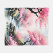 ファンタジー可愛い鮮やかな中国のスタイル風景 フリースブランケット (正面(横))