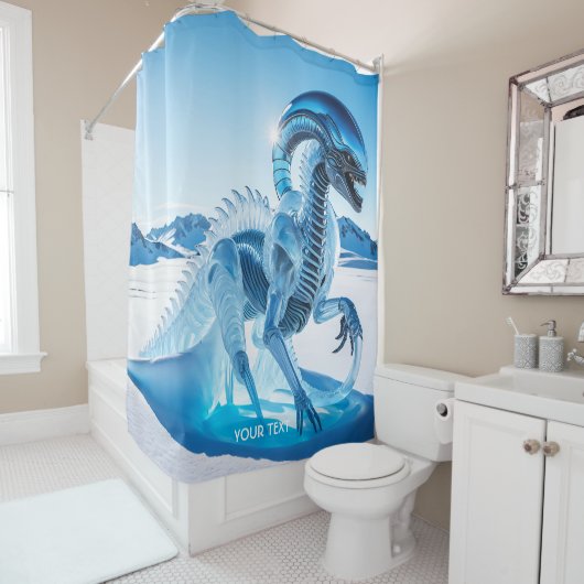 ファンタジー可愛い鮮やかな氷の生き物彫刻 シャワーカーテン (インサイチュ)