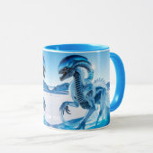 ファンタジー可愛い鮮やかな氷の生き物彫刻 マグカップ (正面右)