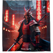 ファンタジー可愛い鮮やかな赤の侍 シャワーカーテン (正面)