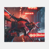 ファンタジー可愛い鮮やかな赤の侍 フリースブランケット (正面(横))