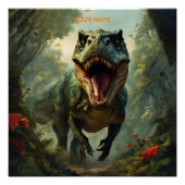 ファンタジー可愛い鮮威厳のあるやかな花Tレックス ポスター (正面)