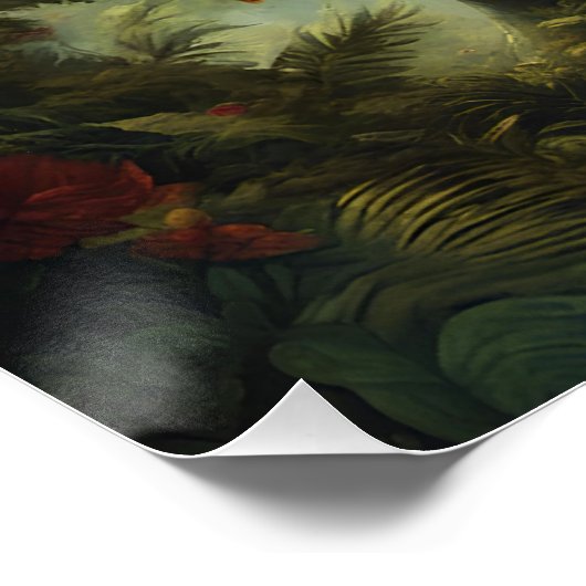 ファンタジー可愛い鮮威厳のあるやかな花Tレックス ポスター (コーナー)