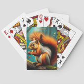 ファンタジー可愛い鮮威厳のある赤リス トランプ (裏面)