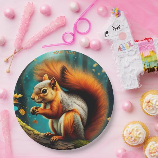 ファンタジー可愛い鮮威厳のある赤リス ペーパープレート (パーティー)