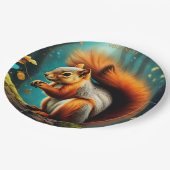 ファンタジー可愛い鮮威厳のある赤リス ペーパープレート (アングル)