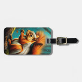 ファンタジー可愛い鮮威厳のある赤リス ラゲッジタグ (正面横)