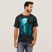 ファンタジー可愛い黒猫 Tシャツ (正面フル)