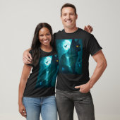 ファンタジー可愛い黒猫 Tシャツ (ユニセックス)