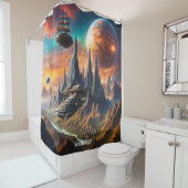 ファンタジー可愛らしい鮮やかな山間惑星船 シャワーカーテン (インサイチュ)