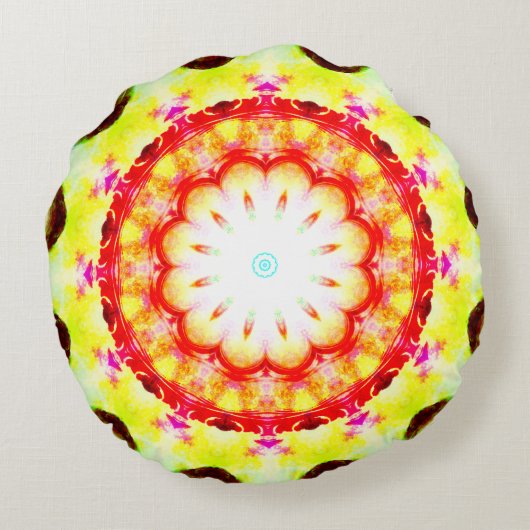 ファンタジー司祭魔導師マグカル鮮やかマンデラ ラウンドクッション (裏面)