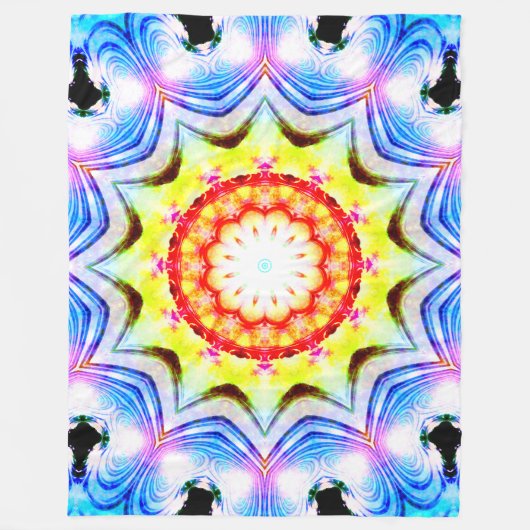 ファンタジー司祭魔導師マンデラ鮮やかー フリースブランケット (正面)