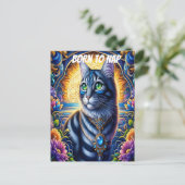 ファンタジー園に宝石を鮮やか並べた猫 ポストカード (スタンド正面)