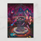 ファンタジー園のカラフル鳥の月が望ましい ポストカード (正面)