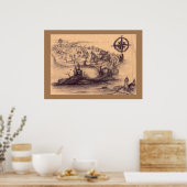 ファンタジー土地地図ポスター ポスター (キッチン)