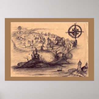 ファンタジー土地地図ポスター ポスター