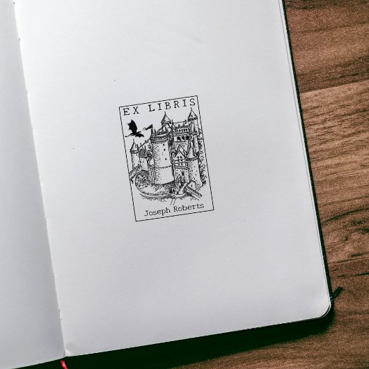 ファンタジー城ドラゴン ヴィンテージ Ex Libris 本 ラバースタンプ