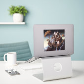 ファンタジー城ファンタジーアートステッカー シール (デスク上のノートパソコン)