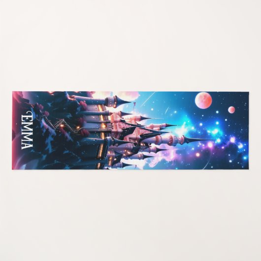 ファンタジー城名前をカスタムする両面 ヨガマット (正面(横))