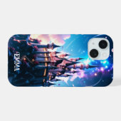 ファンタジー城名前をカスタムする iPhone 15ケース (裏面横)