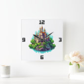 ファンタジー城 スクエア壁時計 (ホーム)